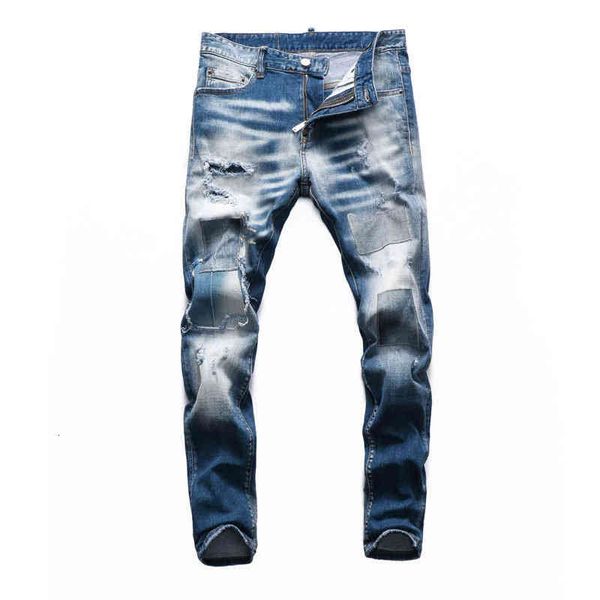 men's jeans fashion european men's jeans hole patch slim fitting water wash whiten micro elastic jeans zhod, Blue
men's jeans fashion european men's jeans hole patch slim fitting water wash whiten micro elastic jeans zhod, Blue