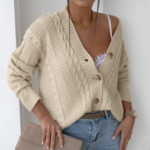 women knitted cardigans sweater solid twist crochet sweater autumn long sleeve loose coat cardigan loose button thick sweaters, White;black
women knitted cardigans sweater solid twist crochet sweater autumn long sleeve loose coat cardigan loose button thick sweaters, White;black