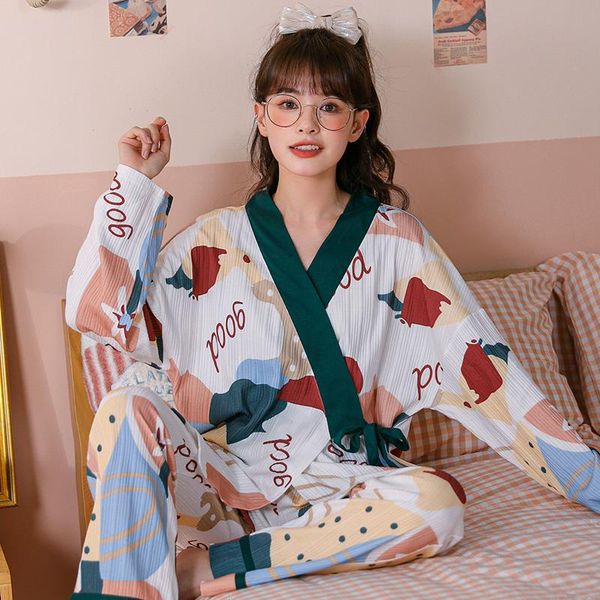 autumn knitted cotton women sleepwear pajamas set long sleeve v-neck woman casual soft female homewear pijamas mujer, Black;red
autumn knitted cotton women sleepwear pajamas set long sleeve v-neck woman casual soft female homewear pijamas mujer, Black;red