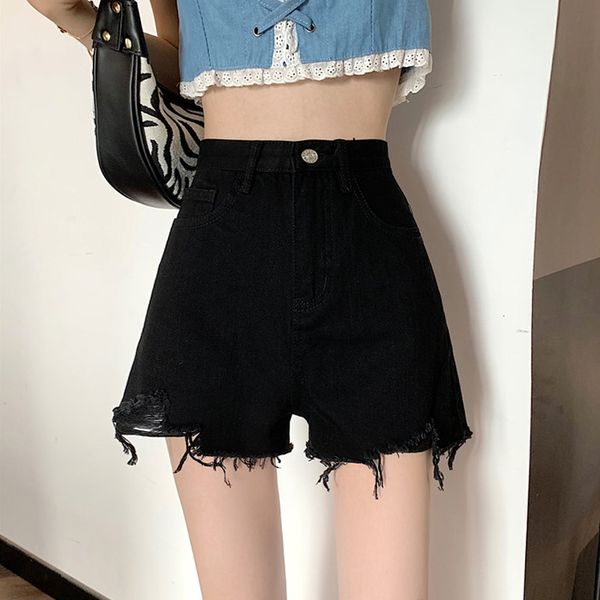 wide leg black women hole denim shorts casual female streetwear loose solid color white jeans 220602, Blue
wide leg black women hole denim shorts casual female streetwear loose solid color white jeans 220602, Blue