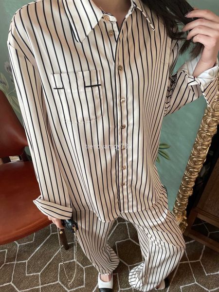 two piece dress xiaoxiangfeng fashion stripe medieval style outer pajama suit shirt + straight tube wide leg pants, White
two piece dress xiaoxiangfeng fashion stripe medieval style outer pajama suit shirt + straight tube wide leg pants, White