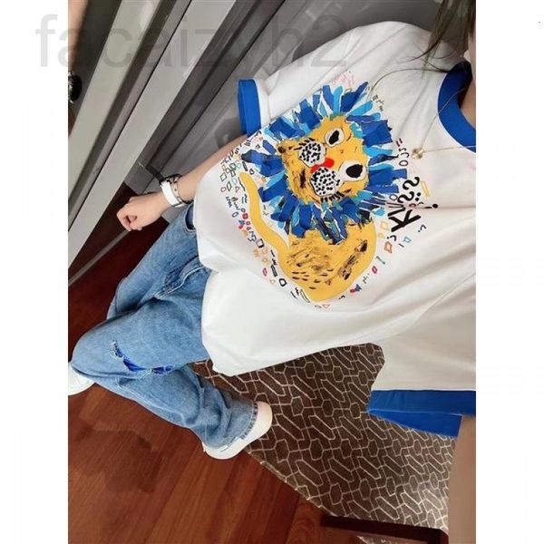 women's t-shirt designer chaopai 22 spring and summer new fashion lion print contrast letters loose versatile splicing short sleeve t-s, White
women's t-shirt designer chaopai 22 spring and summer new fashion lion print contrast letters loose versatile splicing short sleeve t-s, White