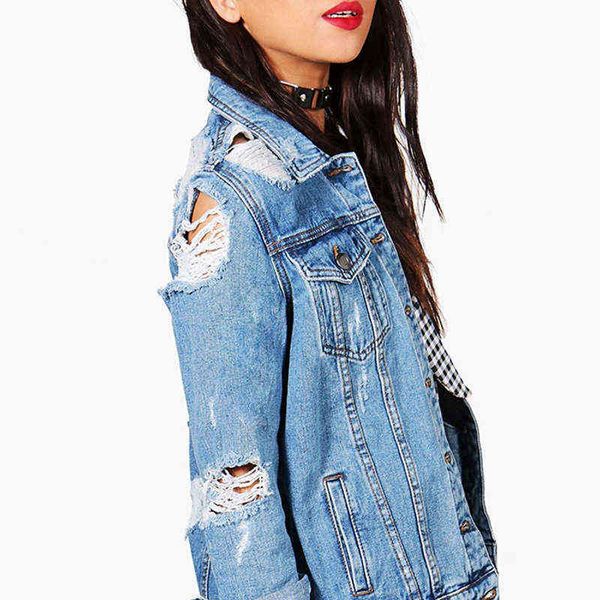 hole denim outerwear women clothing loose ripped denim long sleeve street boyfriend style fashion denim jacket coat l220714, Black;brown
hole denim outerwear women clothing loose ripped denim long sleeve street boyfriend style fashion denim jacket coat l220714, Black;brown