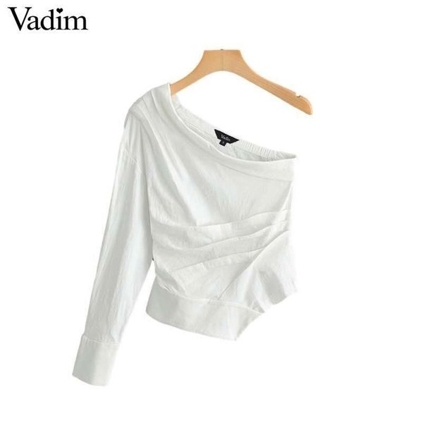 womne fashion white irregular collar blouse single shoulder pleated design female party wear chic blusas wa257 t200322
womne fashion white irregular collar blouse single shoulder pleated design female party wear chic blusas wa257 t200322
