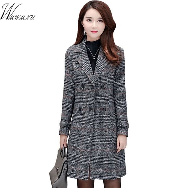fashion warm woolen blends female elegant double breasted woolen coat women plaid long outerwear winter clothing 201215, Black
fashion warm woolen blends female elegant double breasted woolen coat women plaid long outerwear winter clothing 201215, Black