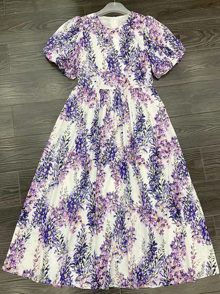 european and american women's summer 2022 new short sleeve bubble sleeve round collar wisteria floral print fashion dress, Black;gray
european and american women's summer 2022 new short sleeve bubble sleeve round collar wisteria floral print fashion dress, Black;gray