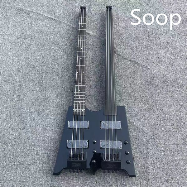 matte black electric guitar bass 4 string and 4 string