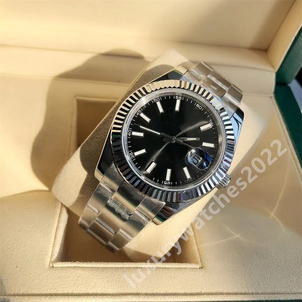 super quality mens watch black dial baton markers 41mm sapphire silver dial automatic mechanical montre de luxe oyster band wrsitwatches, Slivery;brown
super quality mens watch black dial baton markers 41mm sapphire silver dial automatic mechanical montre de luxe oyster band wrsitwatches, Slivery;brown