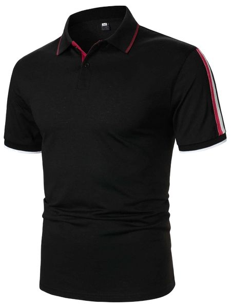 men contrast tape polo shirt f2p2#, White;black
men contrast tape polo shirt f2p2#, White;black