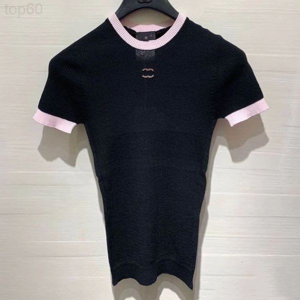 women's t-shirt designer 2022 summer new style temperament small fragrance color matching slim fit letter embroidery sweater women', White
women's t-shirt designer 2022 summer new style temperament small fragrance color matching slim fit letter embroidery sweater women', White