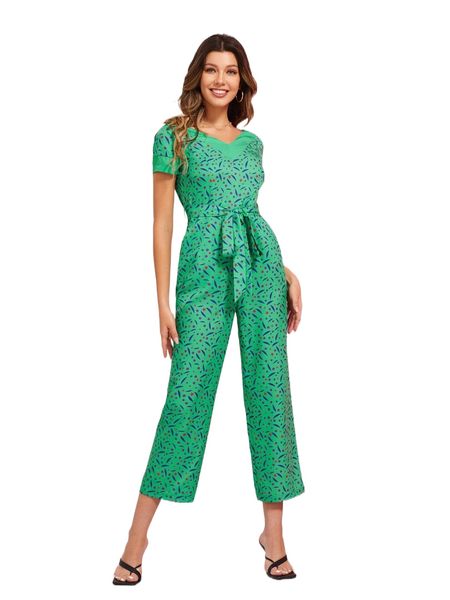 x sangeetha allover print contrast trim belted straight leg jumpsuit j6z6#, Black;white
x sangeetha allover print contrast trim belted straight leg jumpsuit j6z6#, Black;white