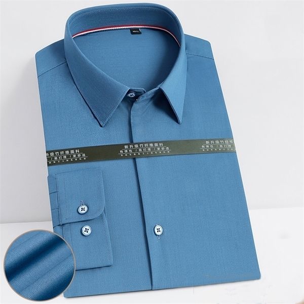 bamboo fiber men's dress shirt thin striped long sleeve mens social shirts regular fit multicolor business quality no pocket 220322, White;black