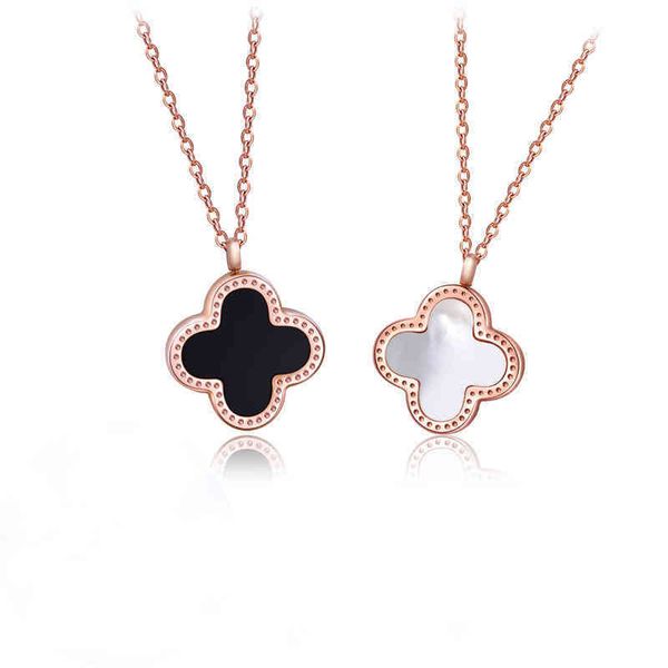 japane and korean fashion 18k rose gold clover necklace women's net red titanium steel bone chain double sided pendant, Silver
japane and korean fashion 18k rose gold clover necklace women's net red titanium steel bone chain double sided pendant, Silver