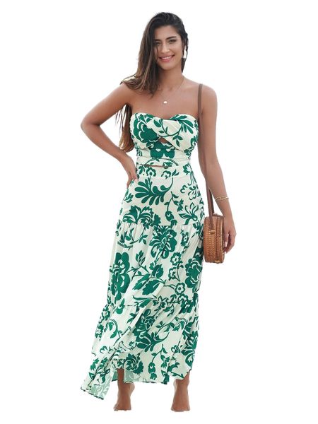 floral print twist front cut out ruffle hem tube dress 97bf#, Black;gray
floral print twist front cut out ruffle hem tube dress 97bf#, Black;gray