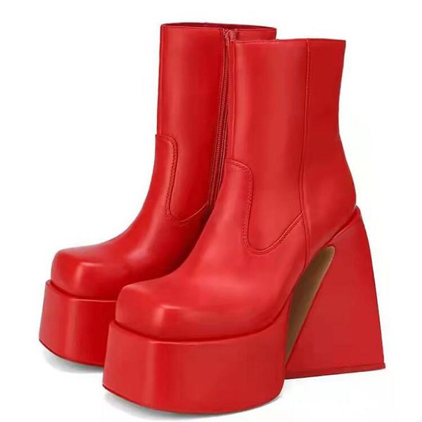 2022 leather patent cake thick chunky high heels ankle boot half booties round toes knee catwalk platform zipper party wedding martin boots, Black
2022 leather patent cake thick chunky high heels ankle boot half booties round toes knee catwalk platform zipper party wedding martin boots, Black