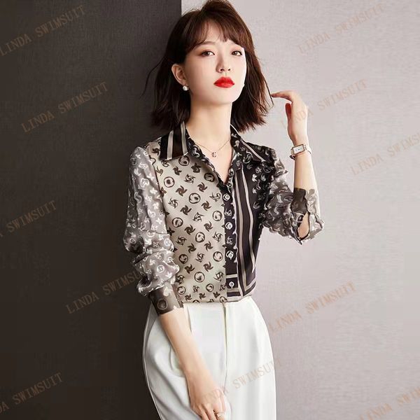 womens blouses shirts designer full print logo long-sleeved brown color casual shirt for spring summer letters pattern multicolor art prints, White
womens blouses shirts designer full print logo long-sleeved brown color casual shirt for spring summer letters pattern multicolor art prints, White