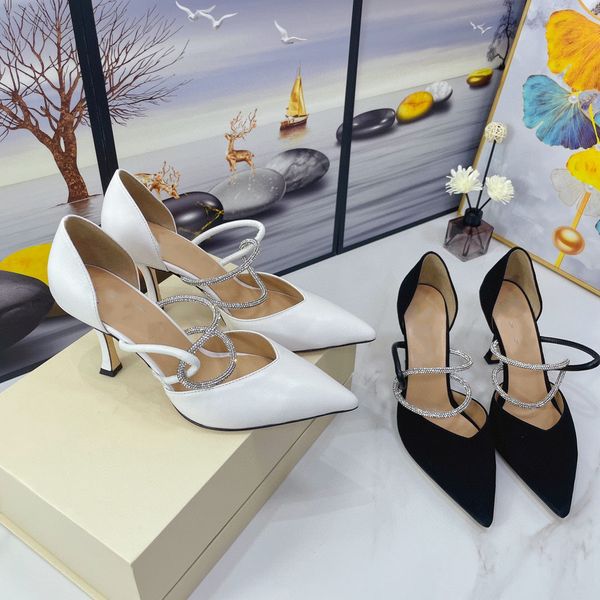 2022 spring and summer new sandals rhinestone pointed toe high heels women's stiletto temperament hollow leather, Black
2022 spring and summer new sandals rhinestone pointed toe high heels women's stiletto temperament hollow leather, Black