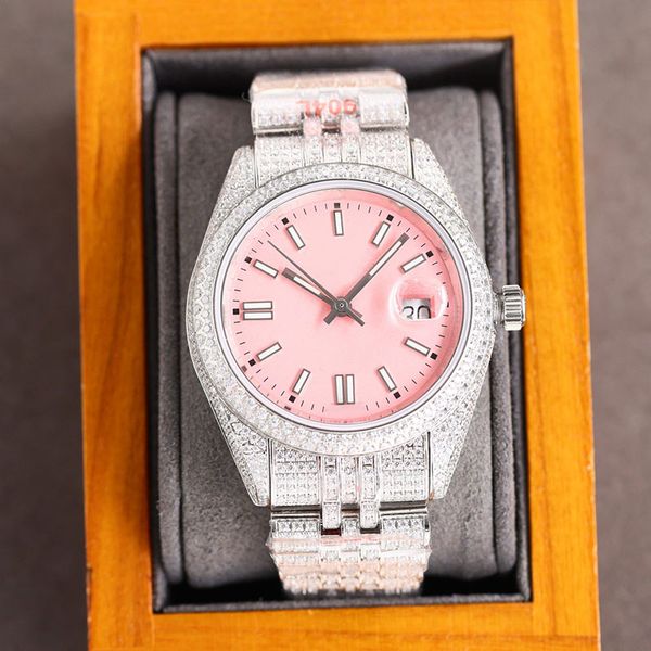 

diamond watch automatic mechanical watches 41mm diamonds bezel sapphire for men wristwatch fashion wristwatches montre de luxe, Slivery;brown