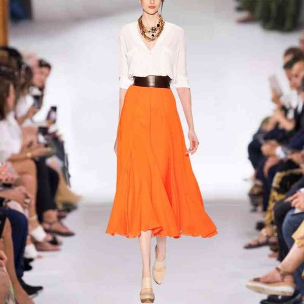 women's two piece pants summer style street women's white lapel shirt high waist large hem orange skirt suit
women's two piece pants summer style street women's white lapel shirt high waist large hem orange skirt suit