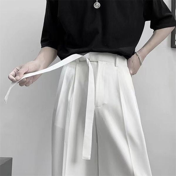 men's pants harajuku fashion casual wide leg oversize with belt korean style streetwear trousers for men soild color white 220826, Black
men's pants harajuku fashion casual wide leg oversize with belt korean style streetwear trousers for men soild color white 220826, Black