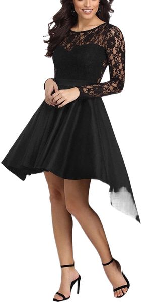 women's floral lace hi low cocktail party dress swing prom evening gowns s0tu#, Black;gray
women's floral lace hi low cocktail party dress swing prom evening gowns s0tu#, Black;gray