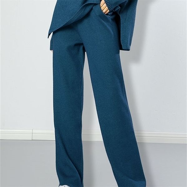 women elastic waist wide lege trousers thick knitted autumn winter sport pants sweater cashmere 220419, Black;white
women elastic waist wide lege trousers thick knitted autumn winter sport pants sweater cashmere 220419, Black;white