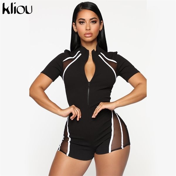 kliou women elastic skinny playsuit zipper turtleneck short sleeve rompers mesh patchwork female fashion casual bodysuit y200401, Black;white
kliou women elastic skinny playsuit zipper turtleneck short sleeve rompers mesh patchwork female fashion casual bodysuit y200401, Black;white