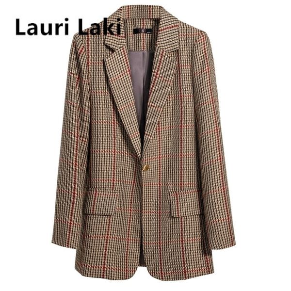 lauri laki vintage plaid blazer women winter office ladies jacket coat elegant notched collar long sleeve jacket suits lj201021, White;black
lauri laki vintage plaid blazer women winter office ladies jacket coat elegant notched collar long sleeve jacket suits lj201021, White;black