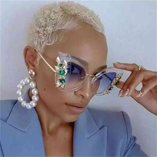 sunglasses diamond inlaid personalized frame fashion cat's eye trend large women's, White;black
sunglasses diamond inlaid personalized frame fashion cat's eye trend large women's, White;black