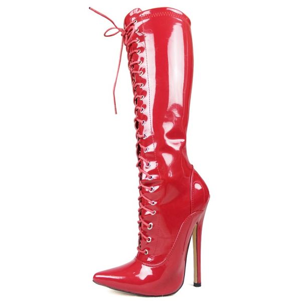 2022 fashion women patent leather boots female knee high dancing shoes for autumn winter pointed toe 18cm heel lace up customized colors and, Black
2022 fashion women patent leather boots female knee high dancing shoes for autumn winter pointed toe 18cm heel lace up customized colors and, Black