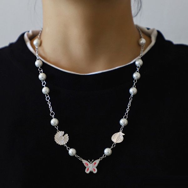fashion butterfly necklace for men women bohemia imitation pearl chain flower choker necklace hip hop jewelry accessories, Silver
fashion butterfly necklace for men women bohemia imitation pearl chain flower choker necklace hip hop jewelry accessories, Silver