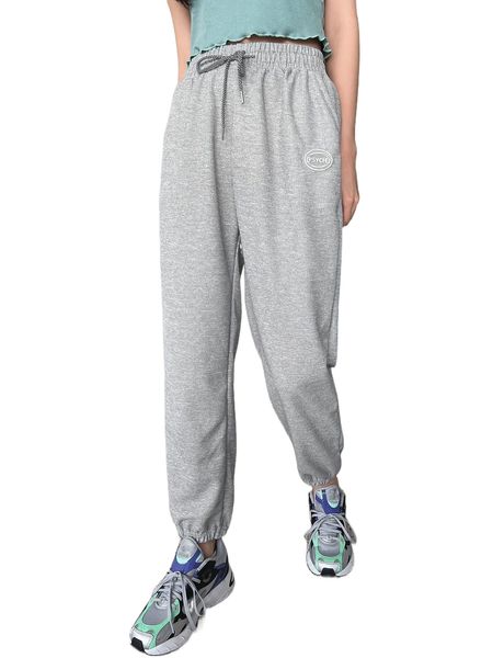 dazy drawstring waist patch detail sweatpants f4n0#, Black;white
dazy drawstring waist patch detail sweatpants f4n0#, Black;white