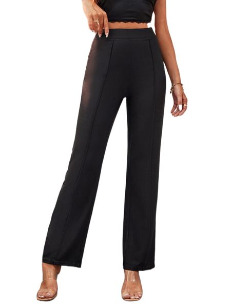 tall seam detail straight leg pants s8b7#, Black;white
tall seam detail straight leg pants s8b7#, Black;white