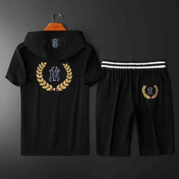 men's sports fashion trend brand clothing summer new hooded short sleeve t-shirt slim fit leisure suit, Gray
men's sports fashion trend brand clothing summer new hooded short sleeve t-shirt slim fit leisure suit, Gray