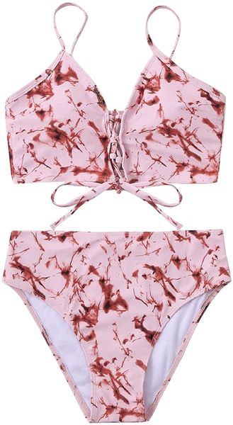 women's 2 piece swimsuit tie dye self tie high waisted bikini swimwear set 49aa#, White;black
women's 2 piece swimsuit tie dye self tie high waisted bikini swimwear set 49aa#, White;black