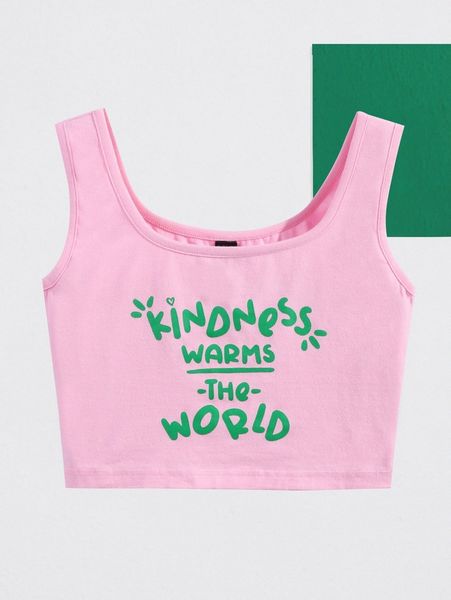 x chubcatart slogan graphic crop tank 49zs#, White