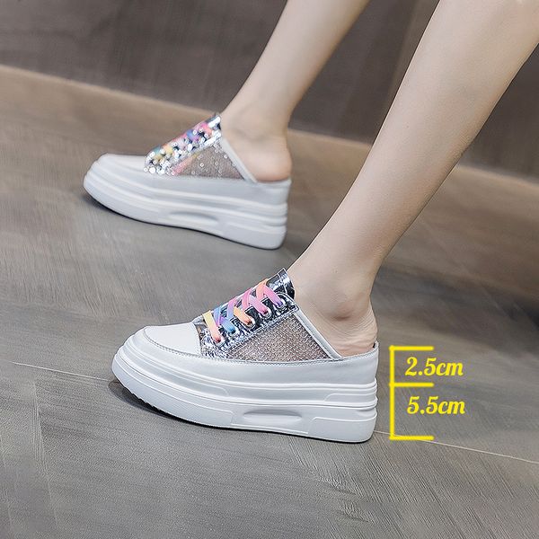 8cm women summer shoes slippers white genuine leather air mesh breathable platform wedge heel mules shoes chunky footwear, Black;yellow
8cm women summer shoes slippers white genuine leather air mesh breathable platform wedge heel mules shoes chunky footwear, Black;yellow