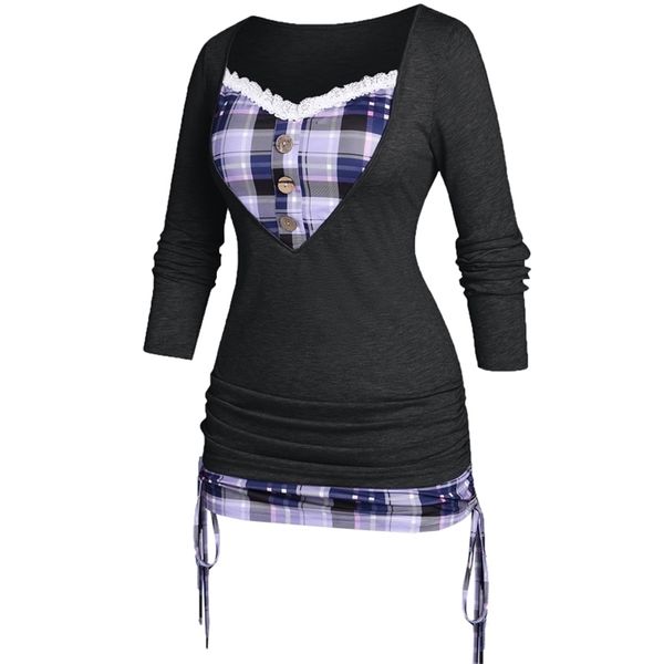 plus size plaid cinched 2 in 1 t-shirt faux twinset twofer femme long sleeve casual tee for women 3xl 4xl 5xl 220408, White
plus size plaid cinched 2 in 1 t-shirt faux twinset twofer femme long sleeve casual tee for women 3xl 4xl 5xl 220408, White
