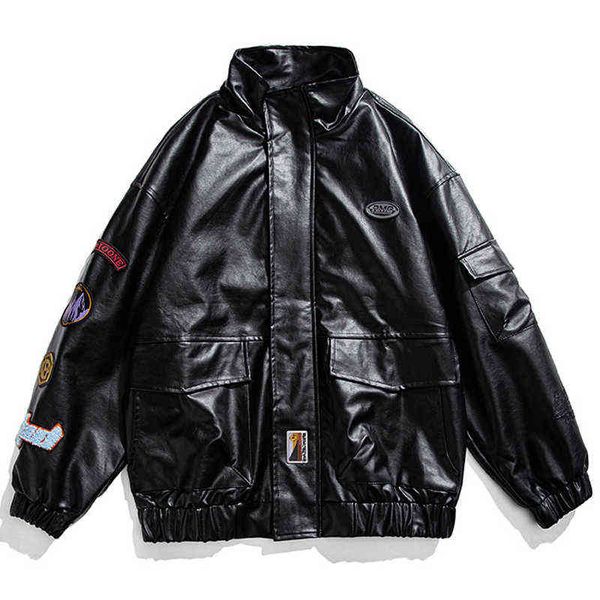 new arrival autumn pu leather embroidery motorcycle men's bomber jacket stadium women's varsity letterman coat 2021 t220728, Black
new arrival autumn pu leather embroidery motorcycle men's bomber jacket stadium women's varsity letterman coat 2021 t220728, Black