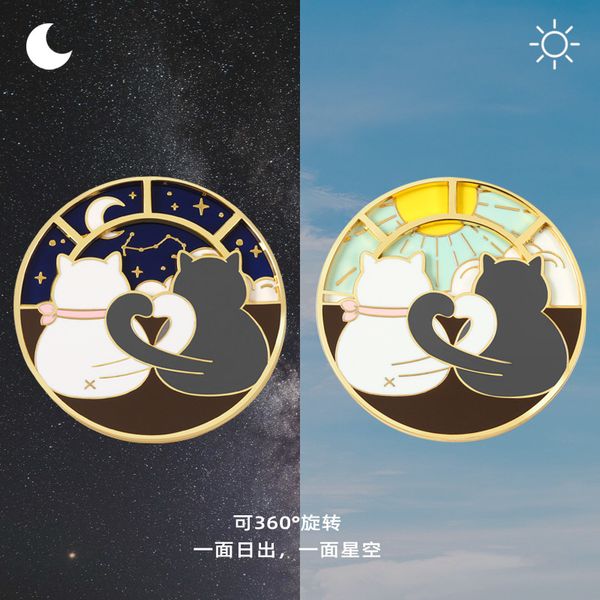 cute cat enamel pins creative rotate change day and night brooches bag backpack badge jewelry accessories gift for couple, Blue
cute cat enamel pins creative rotate change day and night brooches bag backpack badge jewelry accessories gift for couple, Blue