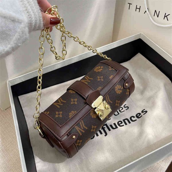 women's fashionable cylinder printed shoulder bag 2022