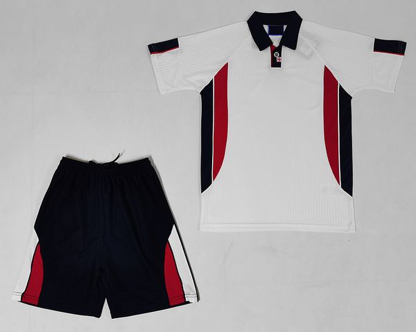 men kids soccer jerseys retro 1998 england training tracksuit kits beckham gascoigne owen gerrard football shirt shorts, Gray
