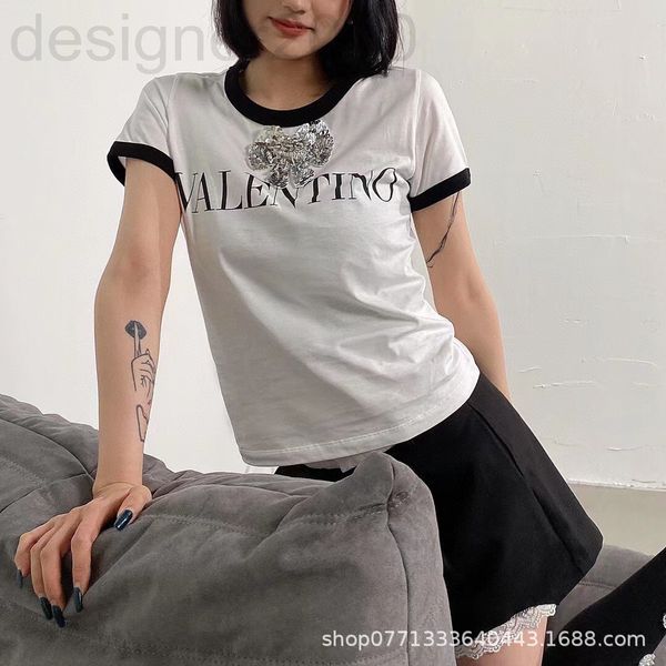 women's t-shirt designer chaopai 22 early spring new black letter heavy industry hand sewn silver bead bow white sweet short sleeve t-s
women's t-shirt designer chaopai 22 early spring new black letter heavy industry hand sewn silver bead bow white sweet short sleeve t-s