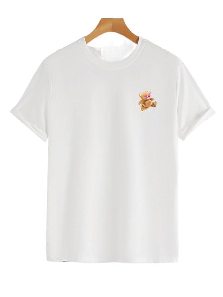 men bear print tee h1et#, White;black