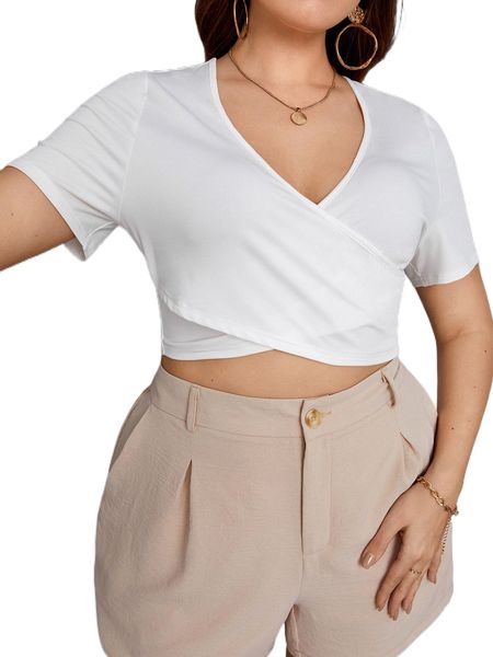 plus crossover crop tee i6bt#, Black
