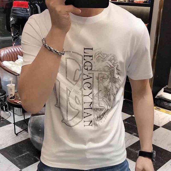 cotton fashion brand short sleeve bottoming shirt 2022 summer printing drill round neck slim fit cotton t-shirt men's casual, White;black
cotton fashion brand short sleeve bottoming shirt 2022 summer printing drill round neck slim fit cotton t-shirt men's casual, White;black