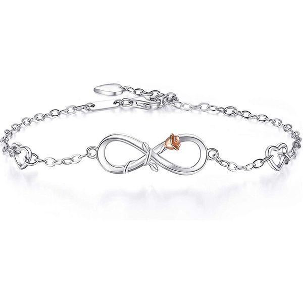 s925 silver 8-character rose heart-shaped two-color charm bracelet women's fashion symbol, Golden;silver
s925 silver 8-character rose heart-shaped two-color charm bracelet women's fashion symbol, Golden;silver