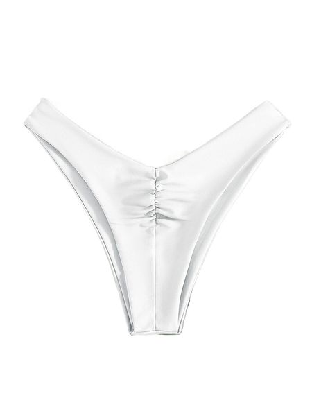 ruched high cut bikini bottom a4tk#, White;black