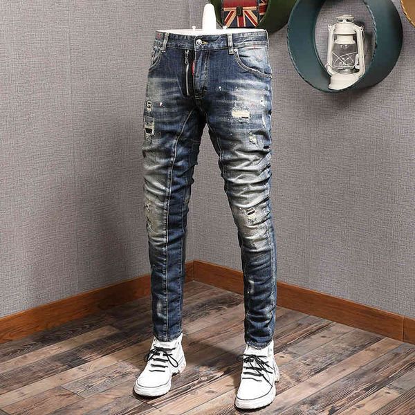 men's jeans street fashion hole men's jeans worn stitching elastic motorcycle pants hip hop slim fit men qp9z, Blue
men's jeans street fashion hole men's jeans worn stitching elastic motorcycle pants hip hop slim fit men qp9z, Blue