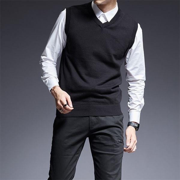 fashion brand sweater for mens pullovers sleeveles slim fit jumpers knit thick autumn korean style casual men clothes 201203, White;black
fashion brand sweater for mens pullovers sleeveles slim fit jumpers knit thick autumn korean style casual men clothes 201203, White;black